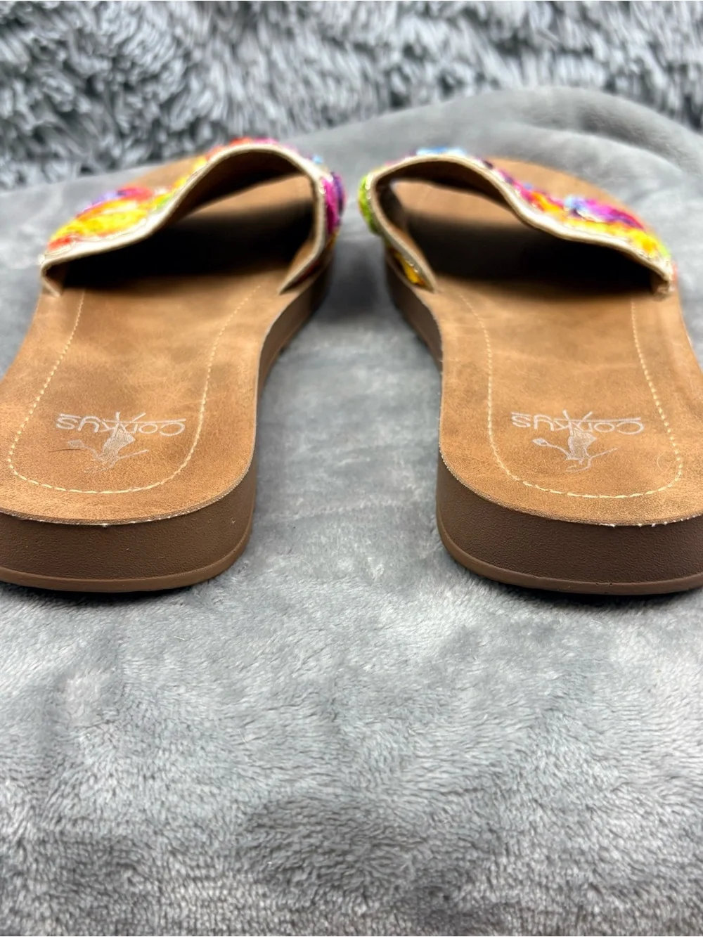 Corkys Pinwheel Sandals Womens 7  Multicolor Slip On Embroidered Floral Paisley